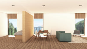extra room-modular guest room- modular wall-furniture-flexibility-dynamic-modular structures- diy-natural-cork-corkbrick